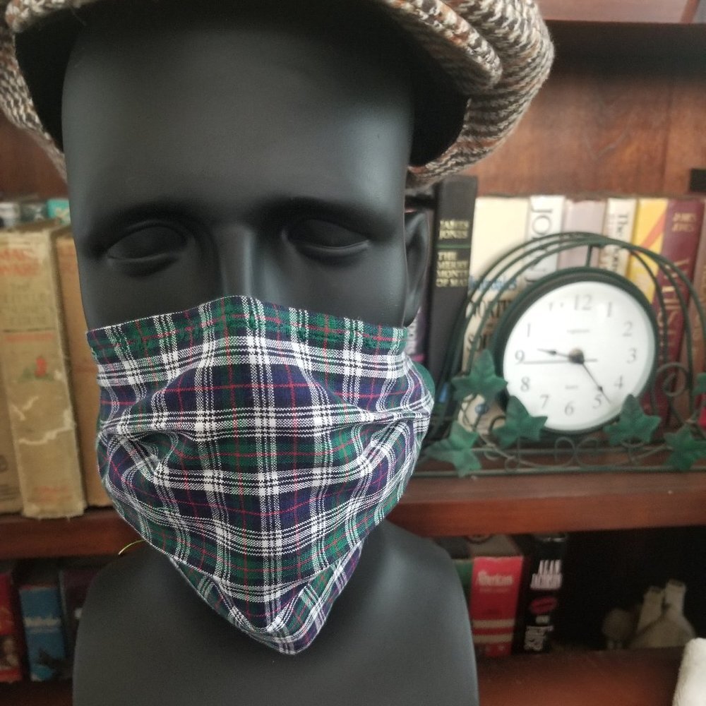 Cloth Face Mask with Silver/Copper Filters - Plaid